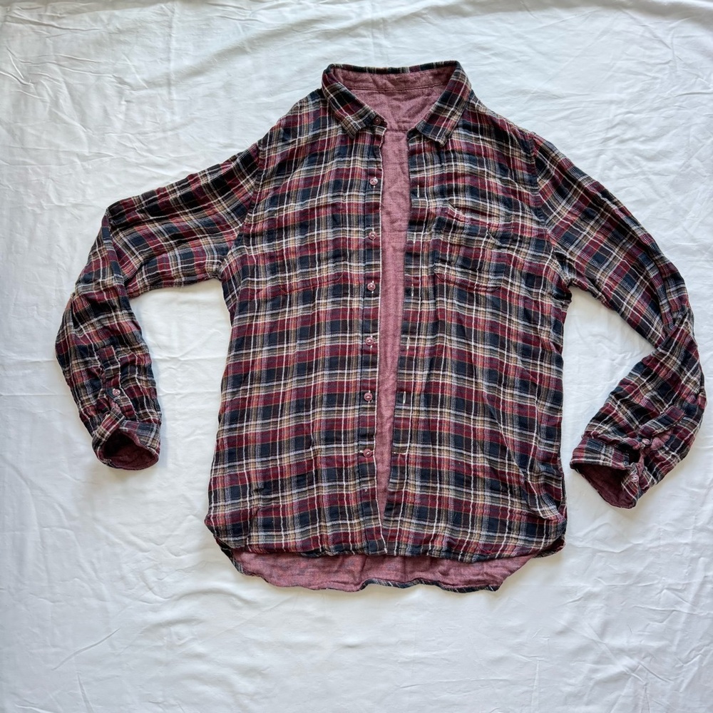 John Varvatos - Men's Reversible Plaid Button-Up - Size M
